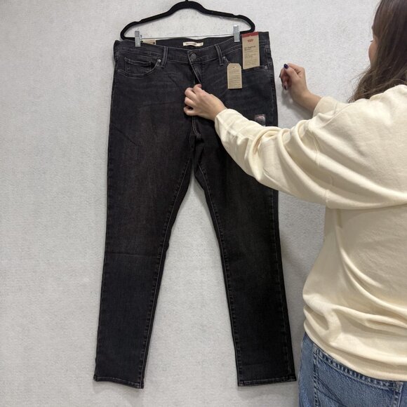 Levis 311 Shaping Skinny Jeans Womens 34 Black Dark Wash Stretch Denim Mid Rise - Picture 4 of 12